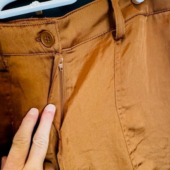 DKNY Satin Womens Drawstring Cargo Jogger Pants Sz 4 Copper - Picture 4 of 10